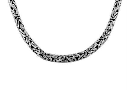 Rhodium Plated Mens Byzantine Chain